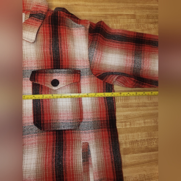 LUCKY BRAND Red plaid Oversized Shirt Jacket, size S - Picture 14 of 16
